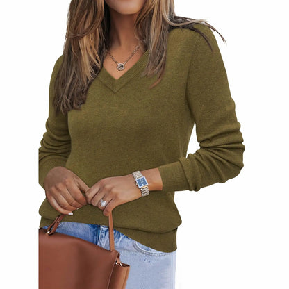 Arach&Cloz Women's Wool Blend V Neck Sweater