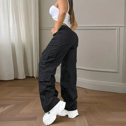 Women’s Cargo Work Pants Straight-Leg Polyester
