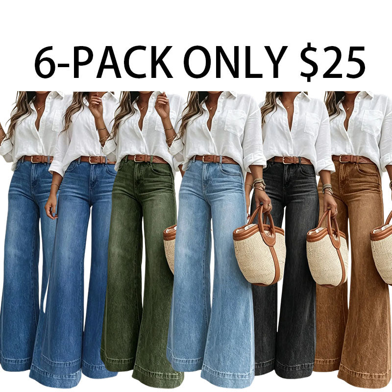 Women's Elastic Loose Fit Jeans, High Waist Slimming, Casual Style, Plain Surface, All Seasons