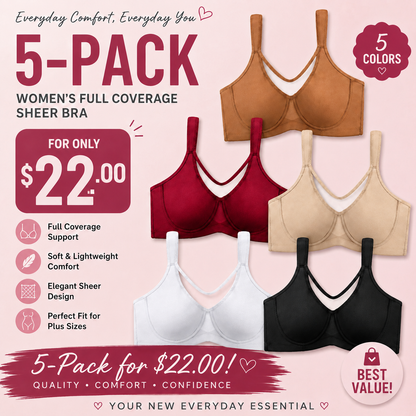 💐Women's Elegant Sheer Full Coverage Minimizer Bra ✨ Plus Size for Large Busts | No Digging, No Spillage & Ultra Comfy