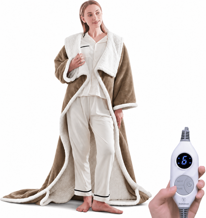 🔥Wearable Heated Blanket with Foot Pocket Sherpa🔥Overheat Protection & Auto Shut-Off