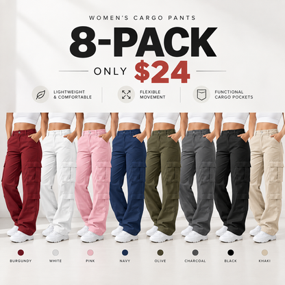 Women’s Cargo Work Pants Straight-Leg Polyester