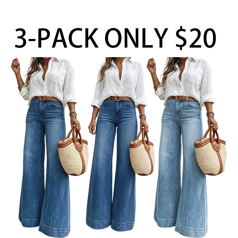 Women's Elastic Loose Fit Jeans, High Waist Slimming, Casual Style, Plain Surface, All Seasons