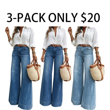 Women's Elastic Loose Fit Jeans, High Waist Slimming, Casual Style, Plain Surface, All Seasons