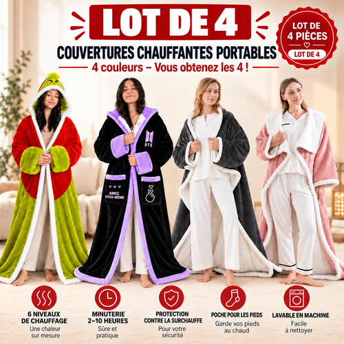 🔥 Couverture chauffante Sherpa avec poche pour les pieds – Ultra douce & arrêt automatique