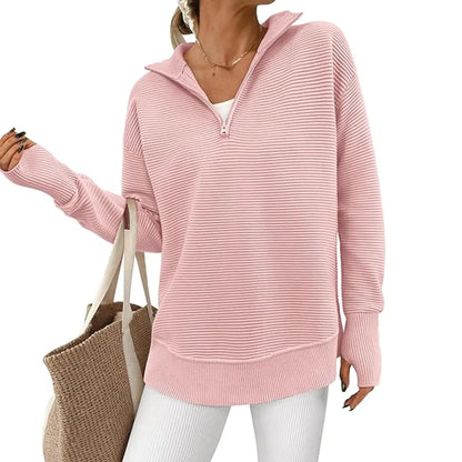 Women's Quarter Zip Ribbed Sweater