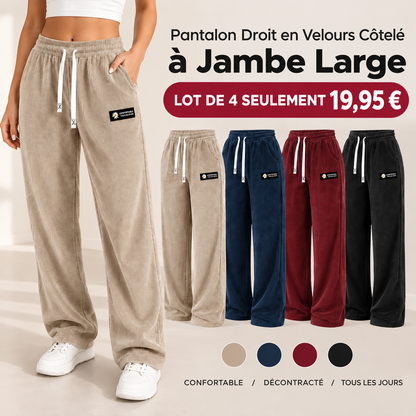 Best-seller 🏆 Pantalon en velours côtelé uni pour femme à coupe droite
