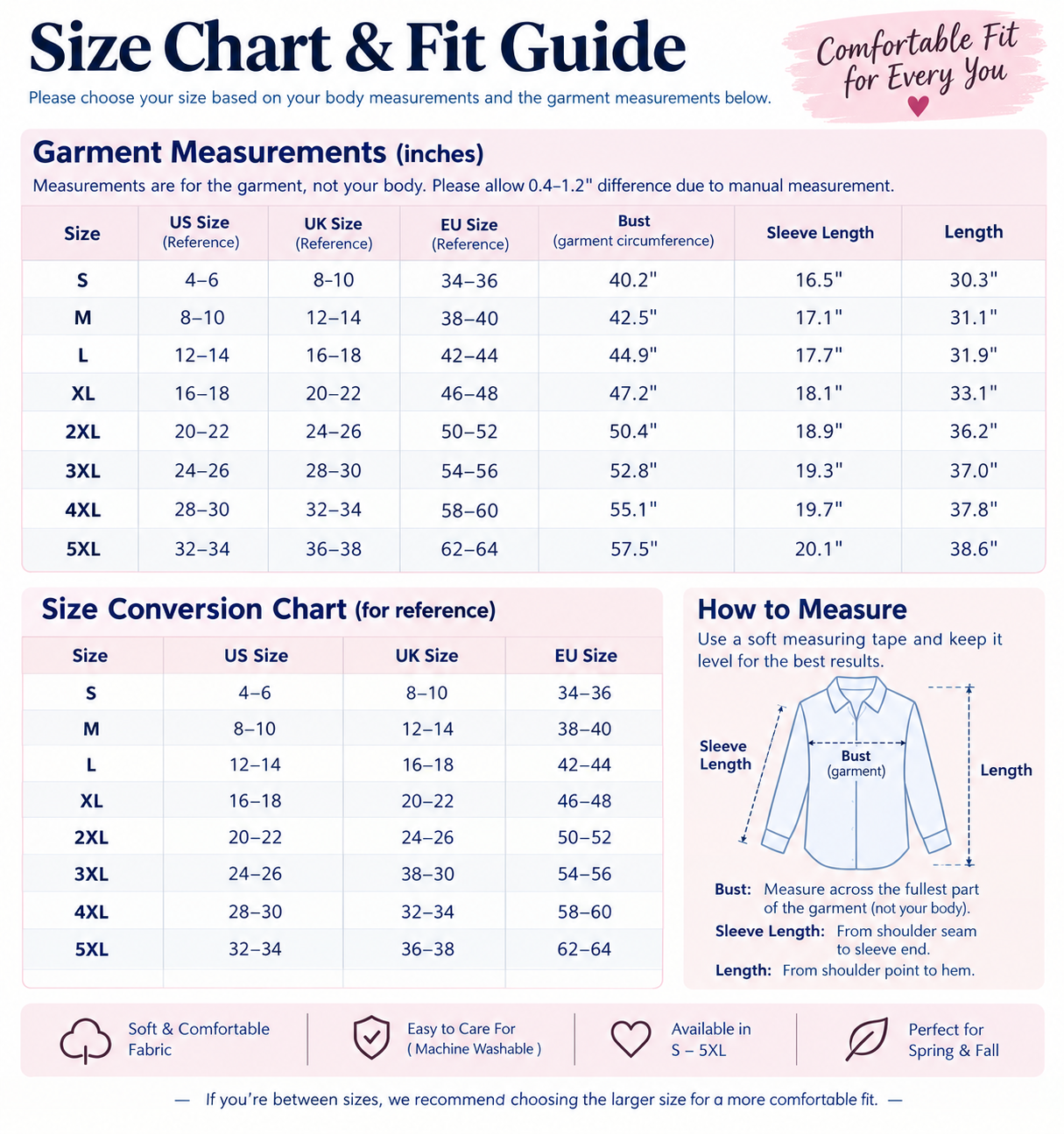 Plus-Size Solid Long Sleeve Button Up Blouse for Spring & Fall
