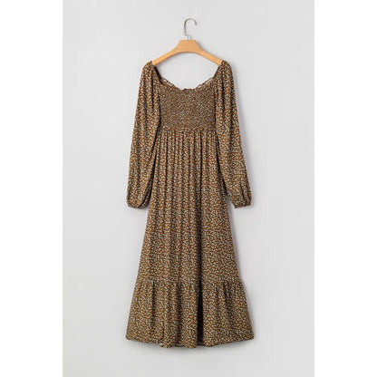 Dokotoo Womens Boho Floral  Dress with Smocked Empire Waist and Long Sleeves