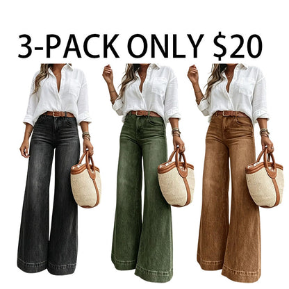 Women's Elastic Loose Fit Jeans, High Waist Slimming, Casual Style, Plain Surface, All Seasons