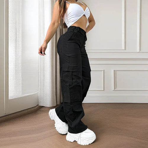 Women’s Cargo Work Pants Straight-Leg Polyester